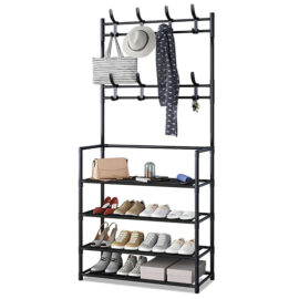 Zapatera Organizador Estante Multiusos 4 niveles Con Perchero