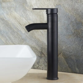 Llave Grifo Lavamano Monomando Vanitorio Alto Negro Mate