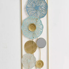 Cuadro Decorativo Rectangular Metálico Dorado Hojas