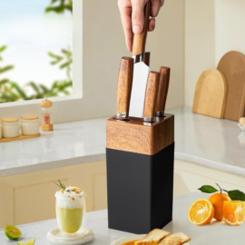 Set Cuchillos Premium De 6 Piezas Con Bloque Diseño Madera