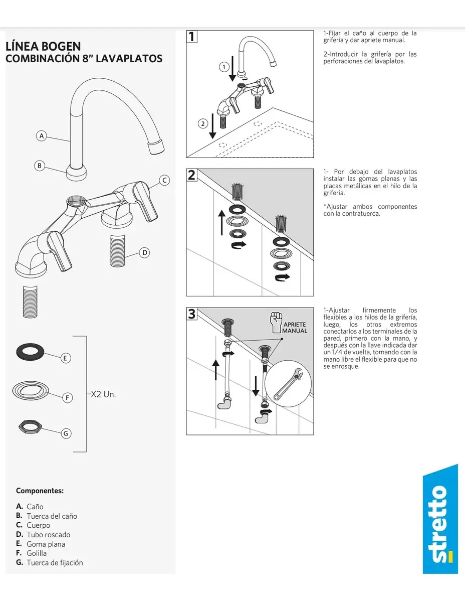 Combinación Llave Grifo Para Lavaplatos Tipo V Bogen Stretto - Imagen 5