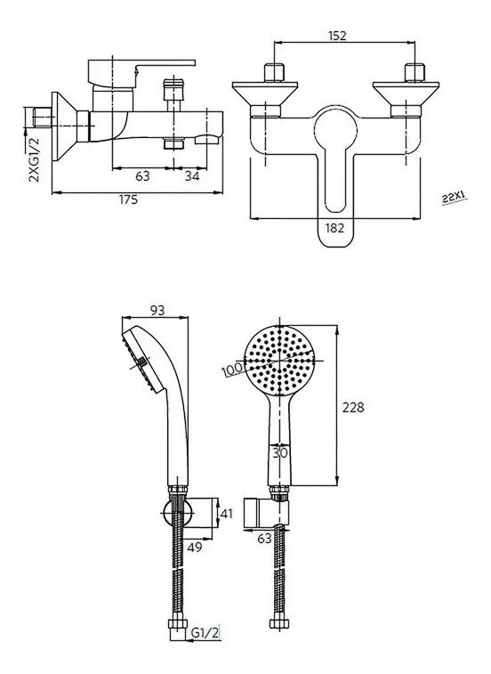 Monomando Llave Grifo Para Tina Ducha Modelo Arona - Imagen 3