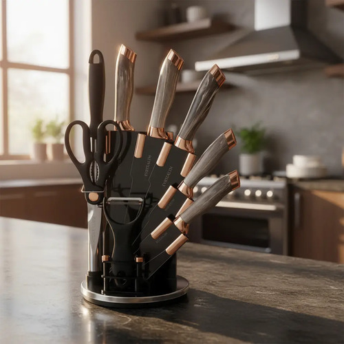 Set De Cuchillos Premium 9 Piezas Con Soporte Giratorio
