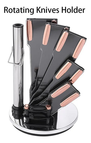 Set De Cuchillos Premium 9 Piezas Con Soporte Giratorio Liso - Imagen 6