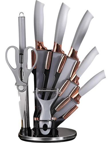 Set De Cuchillos Premium 9 Piezas Con Soporte Giratorio Liso - Imagen 2