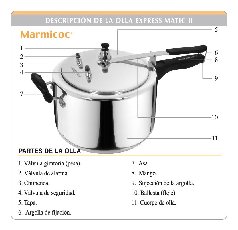 Olla A Presion Express Matic Fondo Termodifusor 8 L Marmicoc - Imagen 10