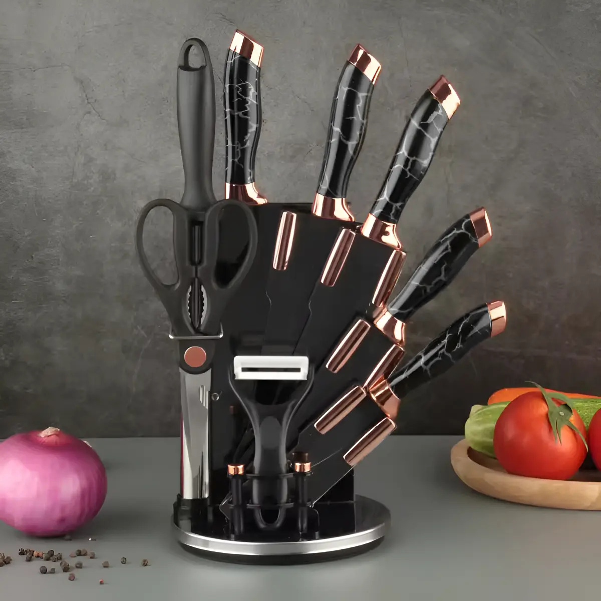 Set De Cuchillos Premium 9 Piezas Con Soporte Giratorio - Imagen 26