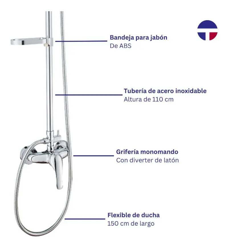 Columna Ducha Circular Con Monomando Ducha Taumm - Imagen 3