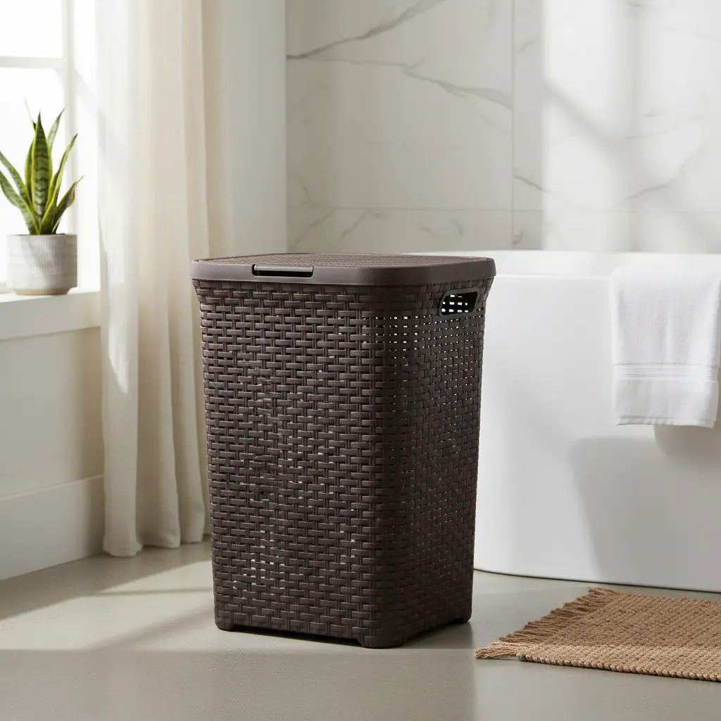 Cesto Canasto Para Ropa Ratan 60 Litros Con Tapa Reyplast