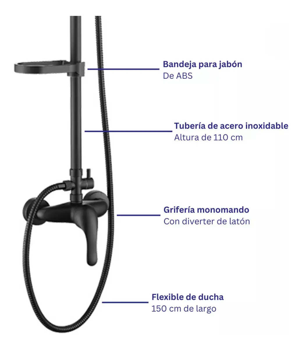 Columna Ducha Circular Notte Con Monomando Taumm - Imagen 7