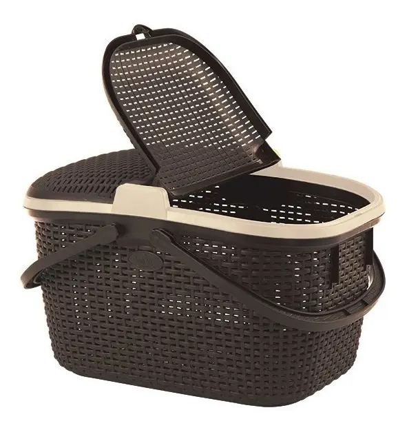 Canasta Moderno Cesto Ratan Para Alimentos Picnic Camping - Imagen 13