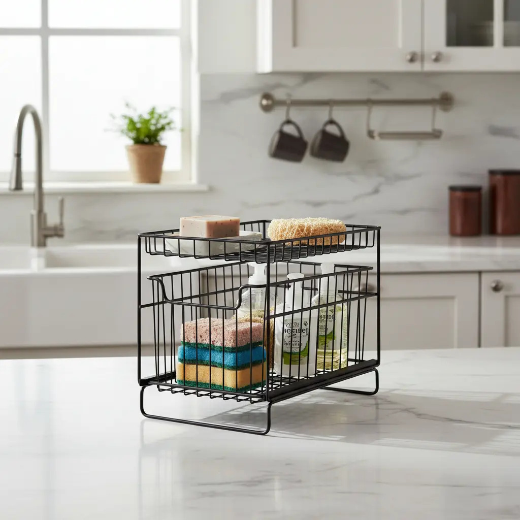 Canasto Organizador Multiusos Con Riel Cocina/baño/living