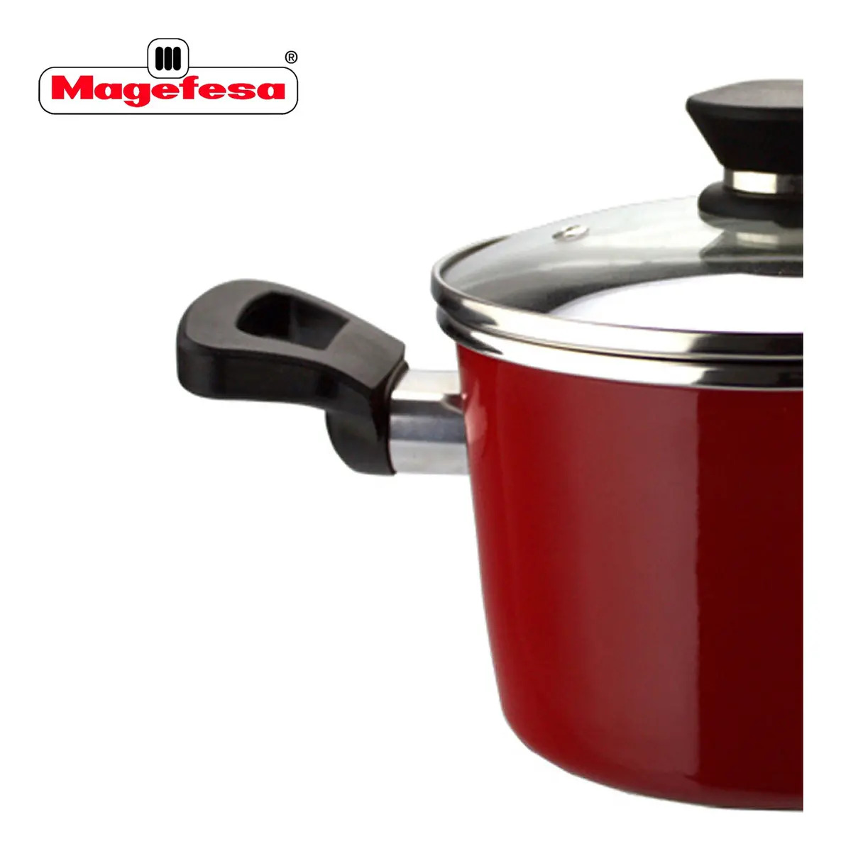 Batería Cocina Magefesa Roja Set 7 Piezas Acero Vitrificado - Imagen 3