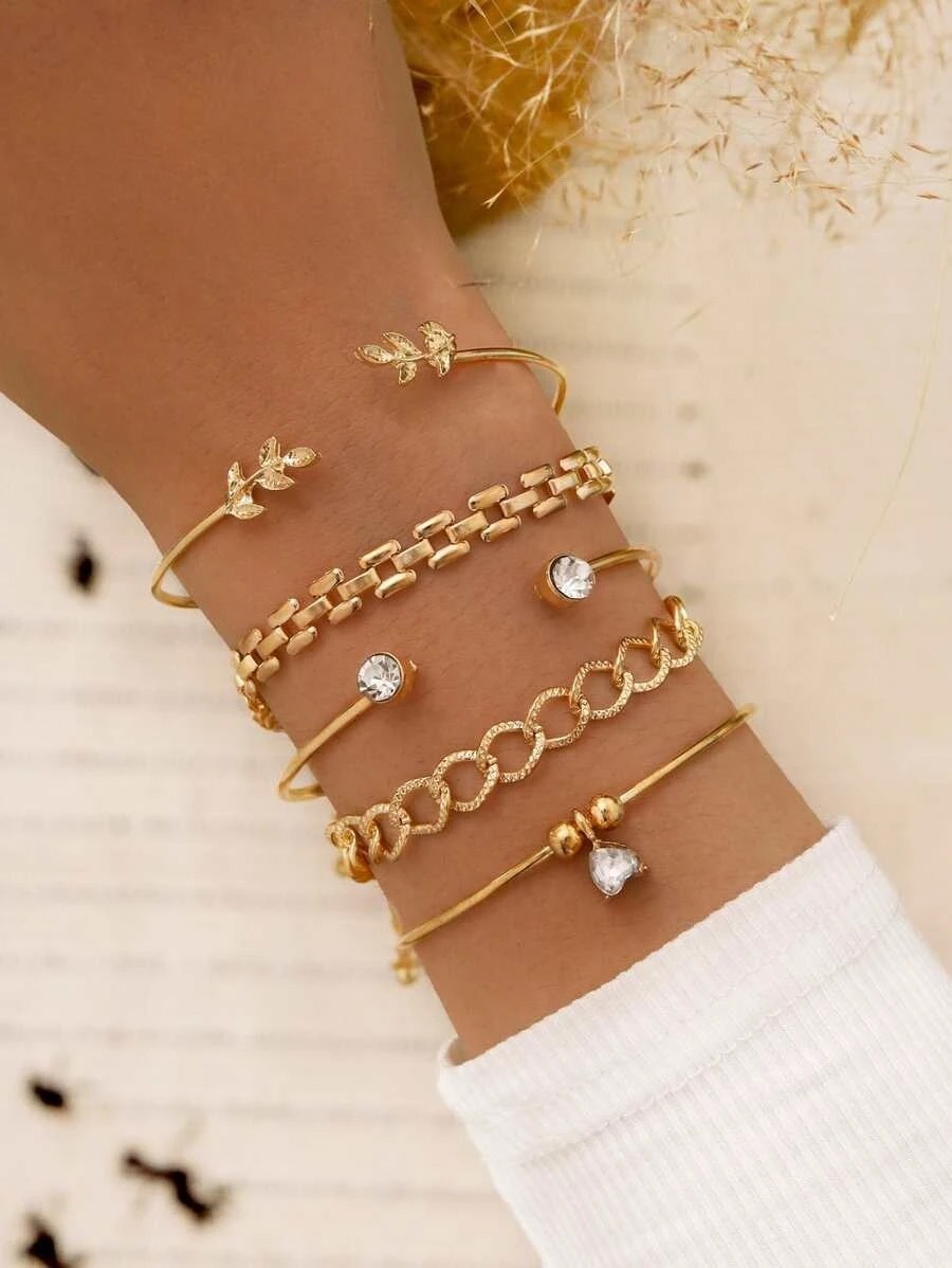 Pulsera Brazalete Casual Elegante Piedra Imitación Set 5 Pnl - Imagen 3