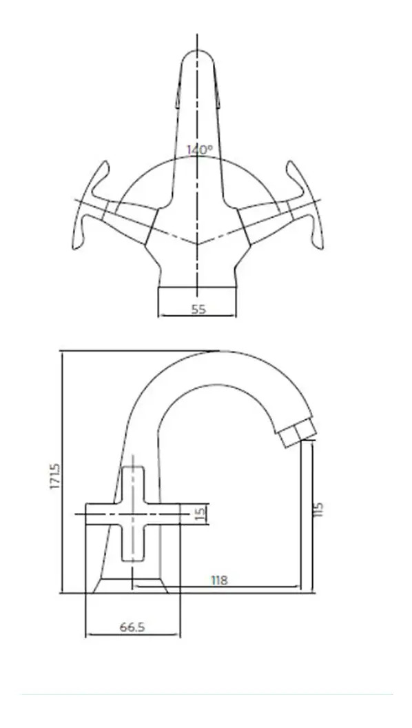 Monoblock Grifo Llave Para Lavatorio Lotta Stretto - Imagen 5
