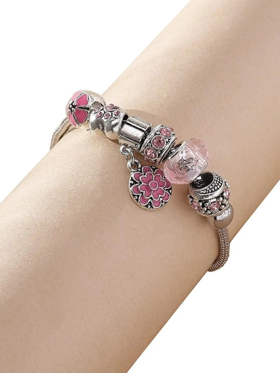 Pulsera Diseño Elegante De Flores Y Diamantes De Metal Pnl