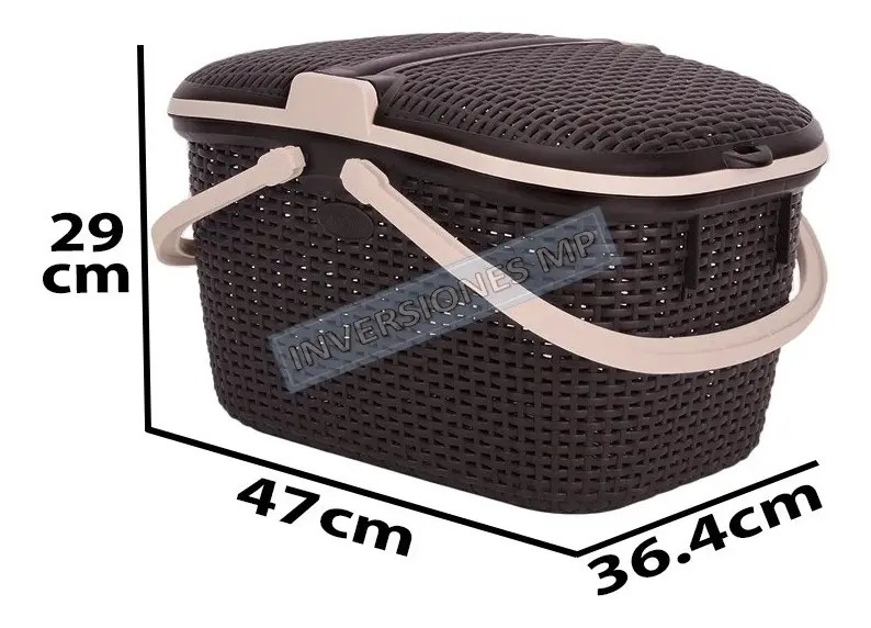 Canasta Moderno Cesto Ratan Para Alimentos Picnic Camping - Imagen 17