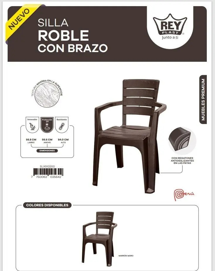 Silla Comedor/terraza/camping Rattan Con Apoyabrazos - Imagen 3