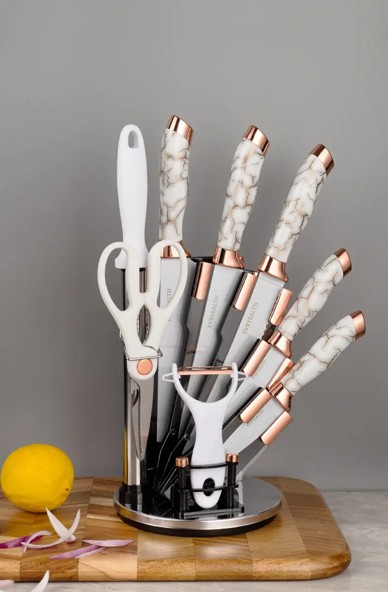 Set De Cuchillos Premium 9 Piezas Con Soporte Giratorio - Imagen 3