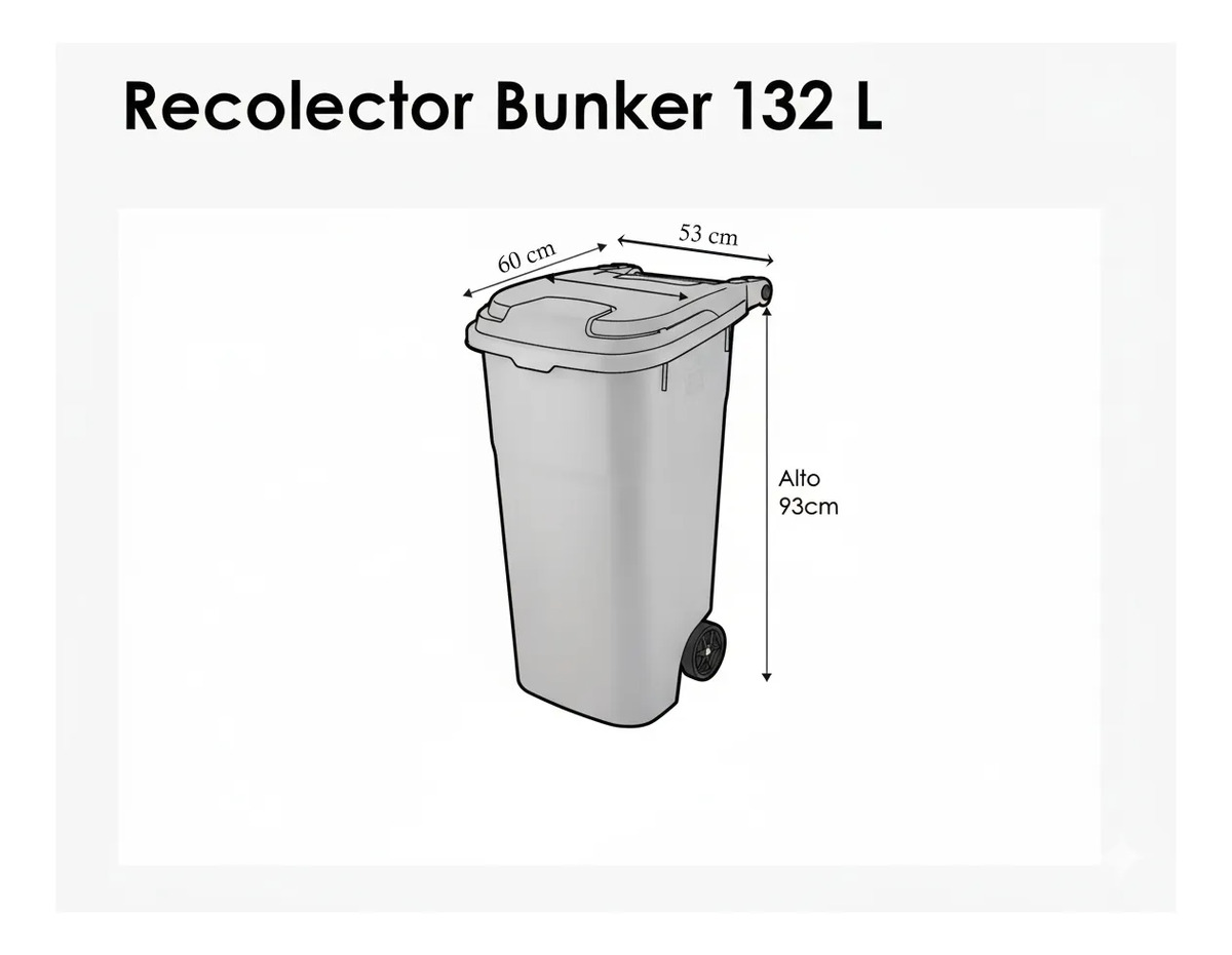 Basurero Papelero Contenedor 132 Litros Bunker Reyplast - Imagen 11