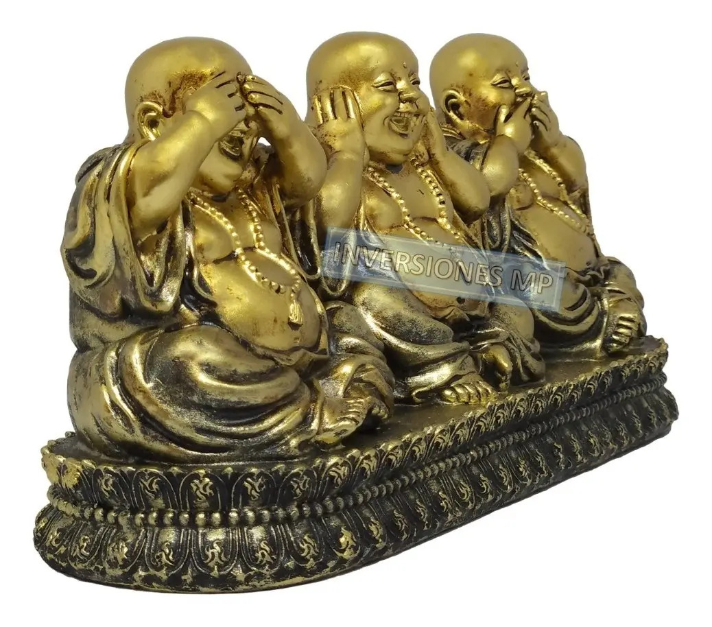 Buda Sabio Ciego Sordo Mudo 3 En 1 Feng Shui Suerte - Imagen 3