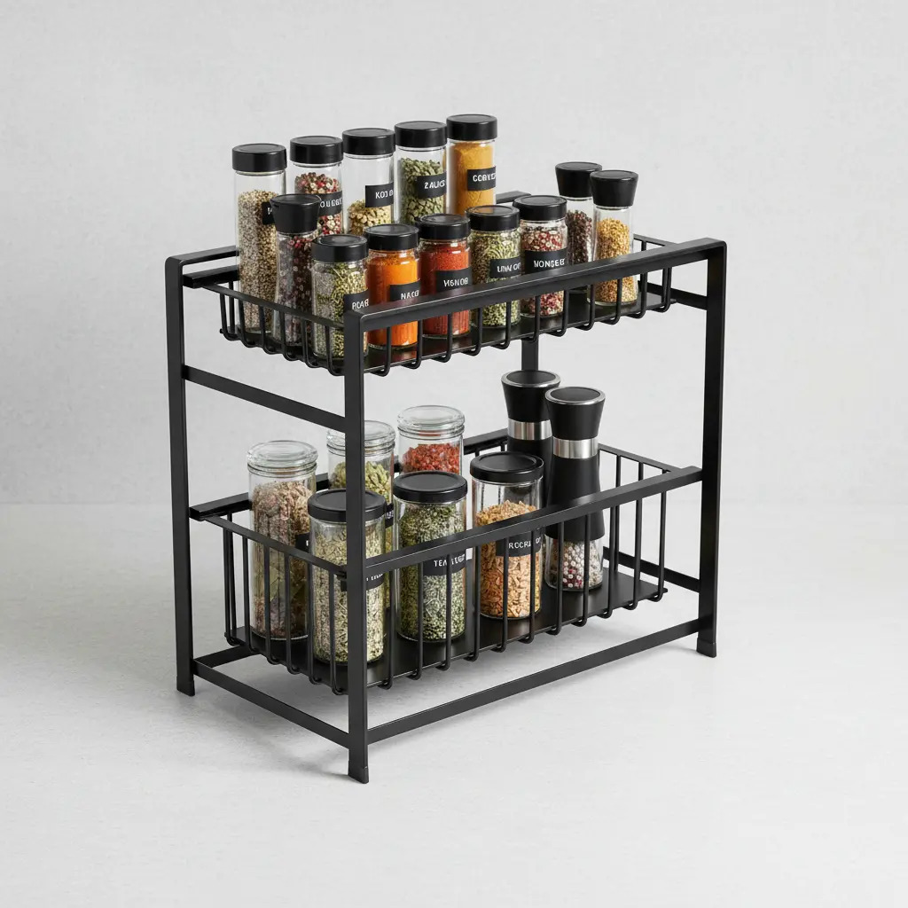 Oganizador Rack De Especias Cocina Multifuncional 2 Niveles - Imagen 3