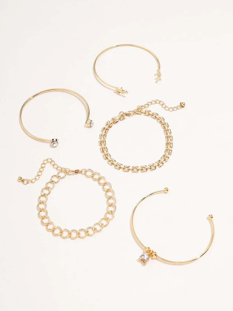 Pulsera Brazalete Casual Elegante Piedra Imitación Set 5 Pnl - Imagen 4