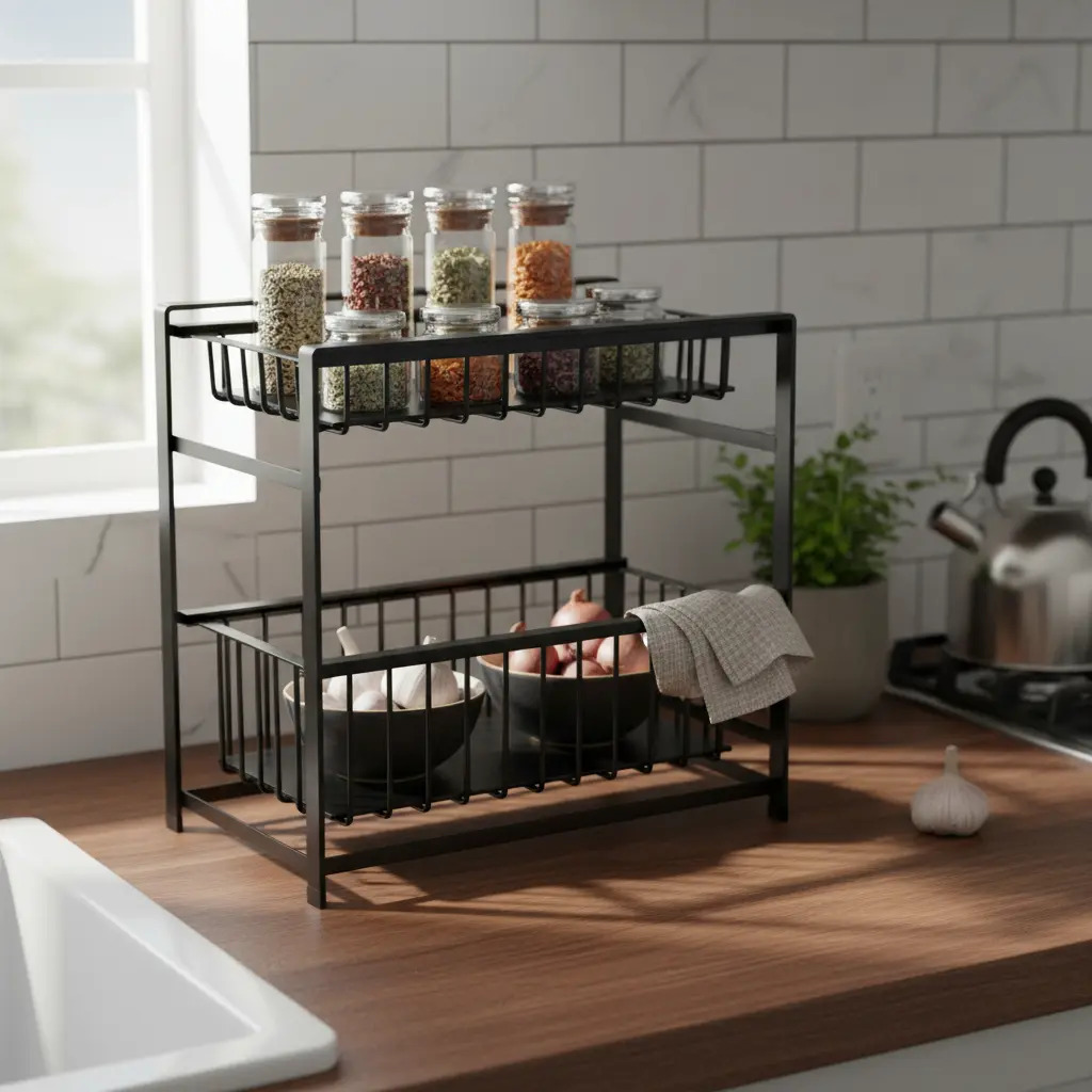 Oganizador Rack De Especias Cocina Multifuncional 2 Niveles