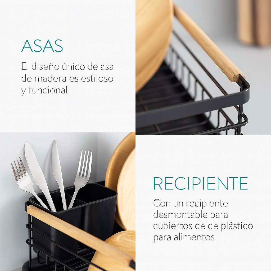 Secaplatos Escurridor Platera Acero Carbono Con Cubiertero - Imagen 7