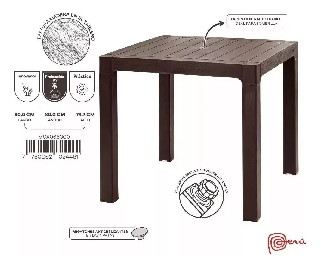 Mesa 80x80 Para Cafe Comedor Oficina Cocina Marca Reyplast - Imagen 5