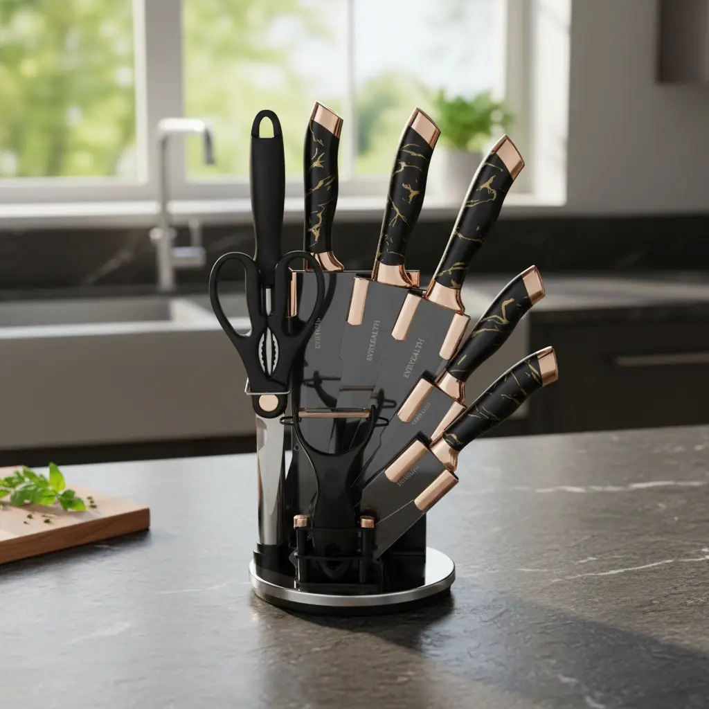 Set De Cuchillos Premium 9 Piezas Con Soporte Giratorio - Imagen 11