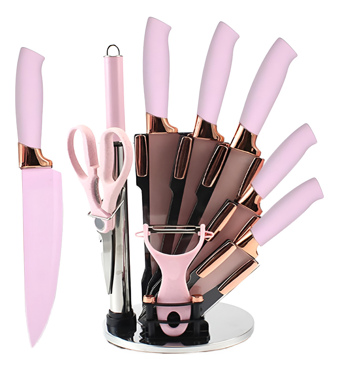 Set De Cuchillos Premium 9 Piezas Con Soporte Giratorio Liso - Imagen 6