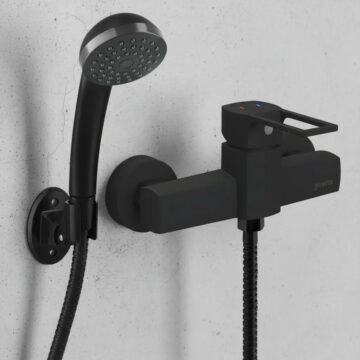 Monomando Llave Grifo Para Ducha Modelo Alatri Marca Stretto Color Negro Mate