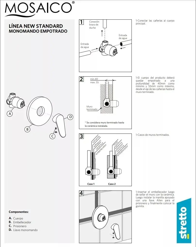 Monomando Ducha Empotrado New Standard - Imagen 6