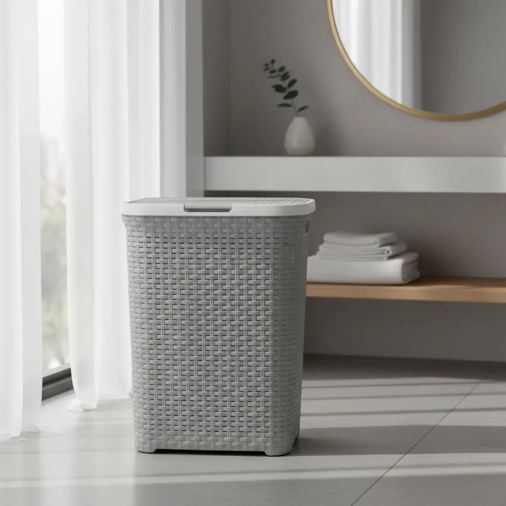 Cesto Canasto Para Ropa Ratan 60 Litros Con Tapa Reyplast - Imagen 2