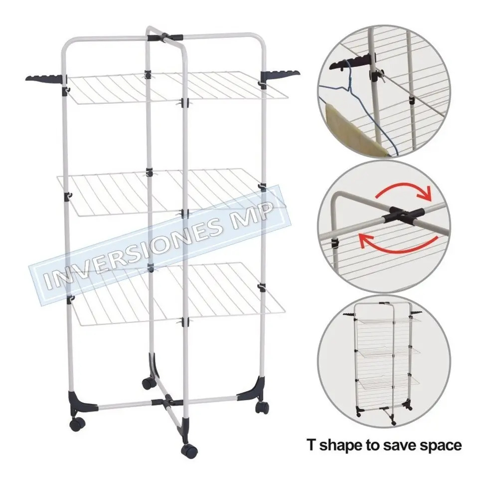 Tendedero Vertical Plegable Tipo Torre 3 Niveles - Imagen 3