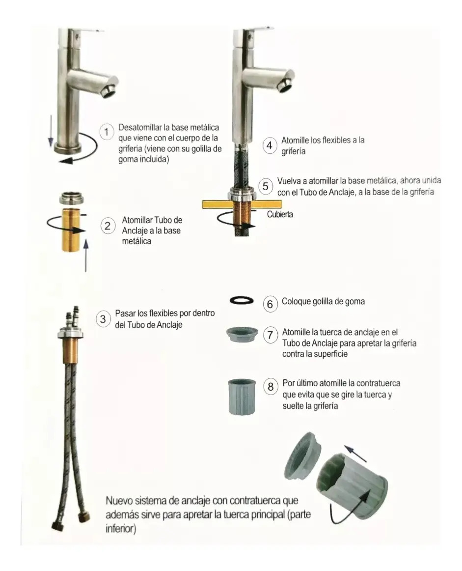 Monomando Lavatorio Lavamanos Modern Inox Plateado Taumm - Imagen 9