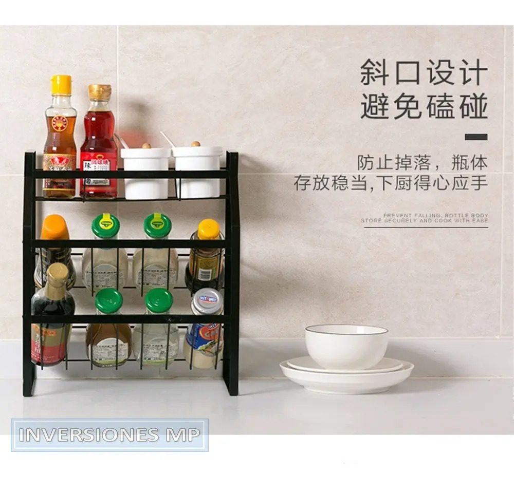Organizador Rack De Cocina Especias Botellas 3 Niveles - Imagen 9