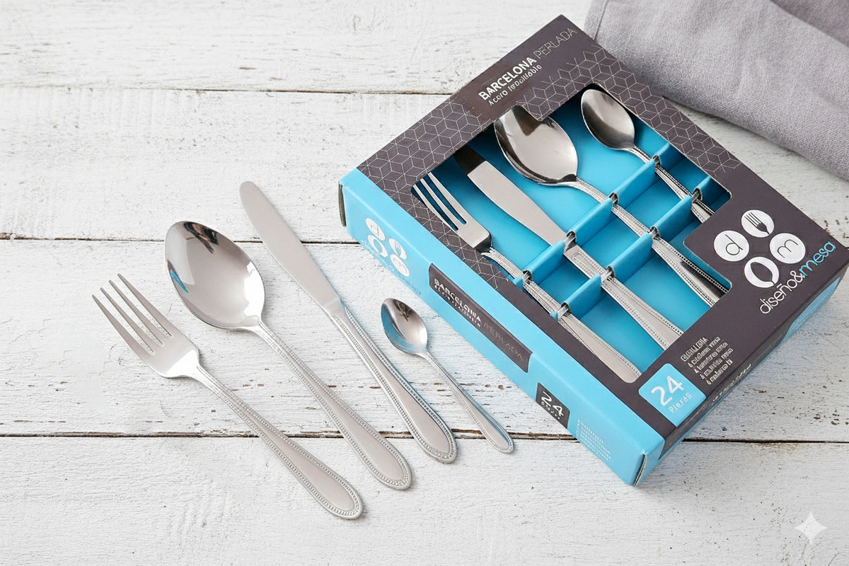 Set Servicio Cubiertos 24 Piezas Perlada Barcelona 1.8 Mm
