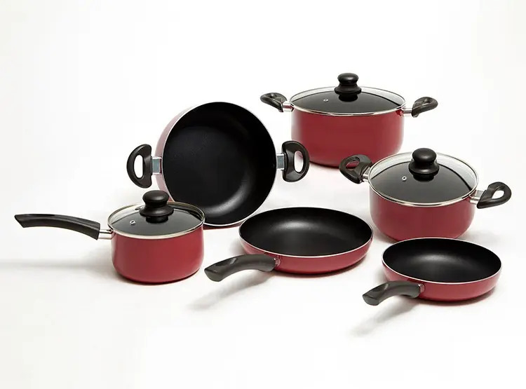 Bateria De Cocina 9 Piezas Antiadherente Slide Rojo Marmicoc - Imagen 3