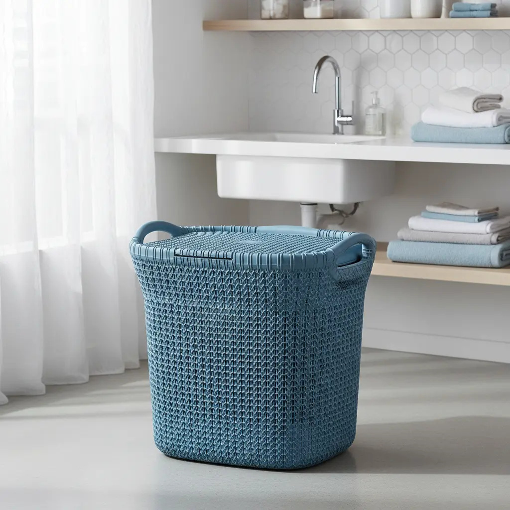 Moderno Cesto Canasto Para Ropa Khipu 40 Litros Con Tapa - Imagen 3