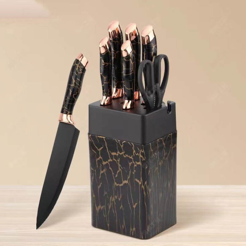 Set Cuchillos De Cocina 7 Piezas Con Bloque Diseño De Mármol - Imagen 16