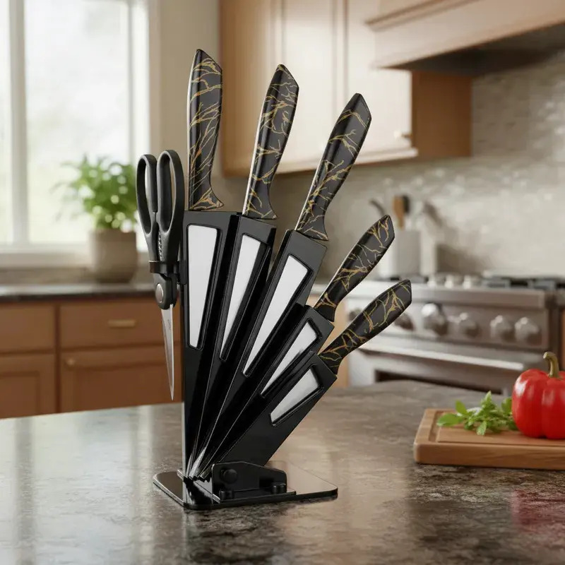 Set De Cuchillos De Cocina 7 Piezas Diseño Elegance Marble