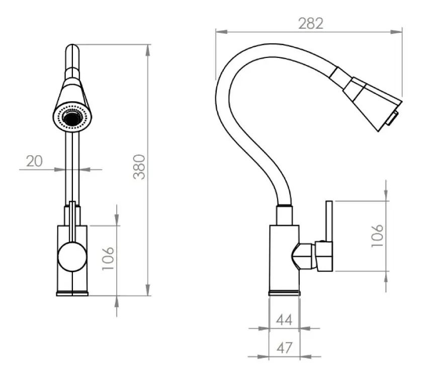 Monomando Para Lavaplatos Veletri Flessi Marca Stretto - Imagen 7
