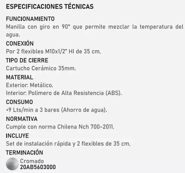 Llave Grifería Monomando Lavaplatos Vertical Alabama Pmb - Imagen 4