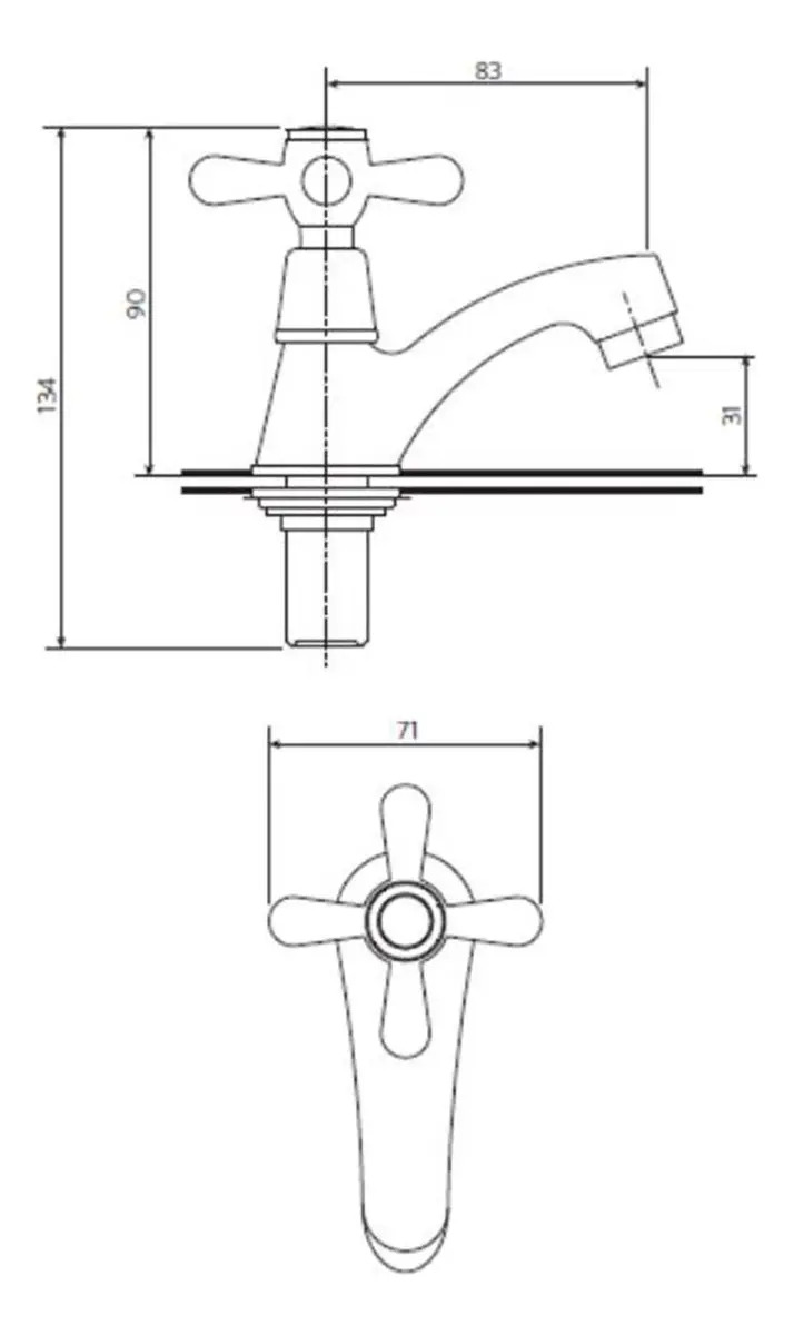 Llave Grifo Lavatorio Mossini Cruz Stretto - Imagen 3