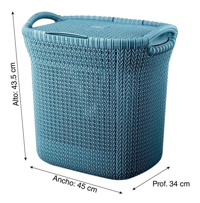 Moderno Cesto Canasto Para Ropa Khipu 40 Litros Con Tapa - Imagen 9