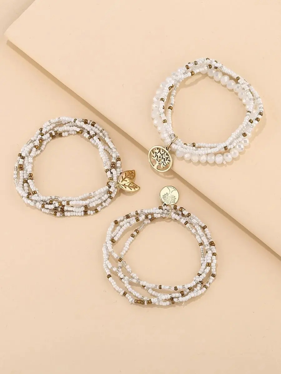 Pulsera Brazalete Casual Detalles Árbol Mostacilla Pnl