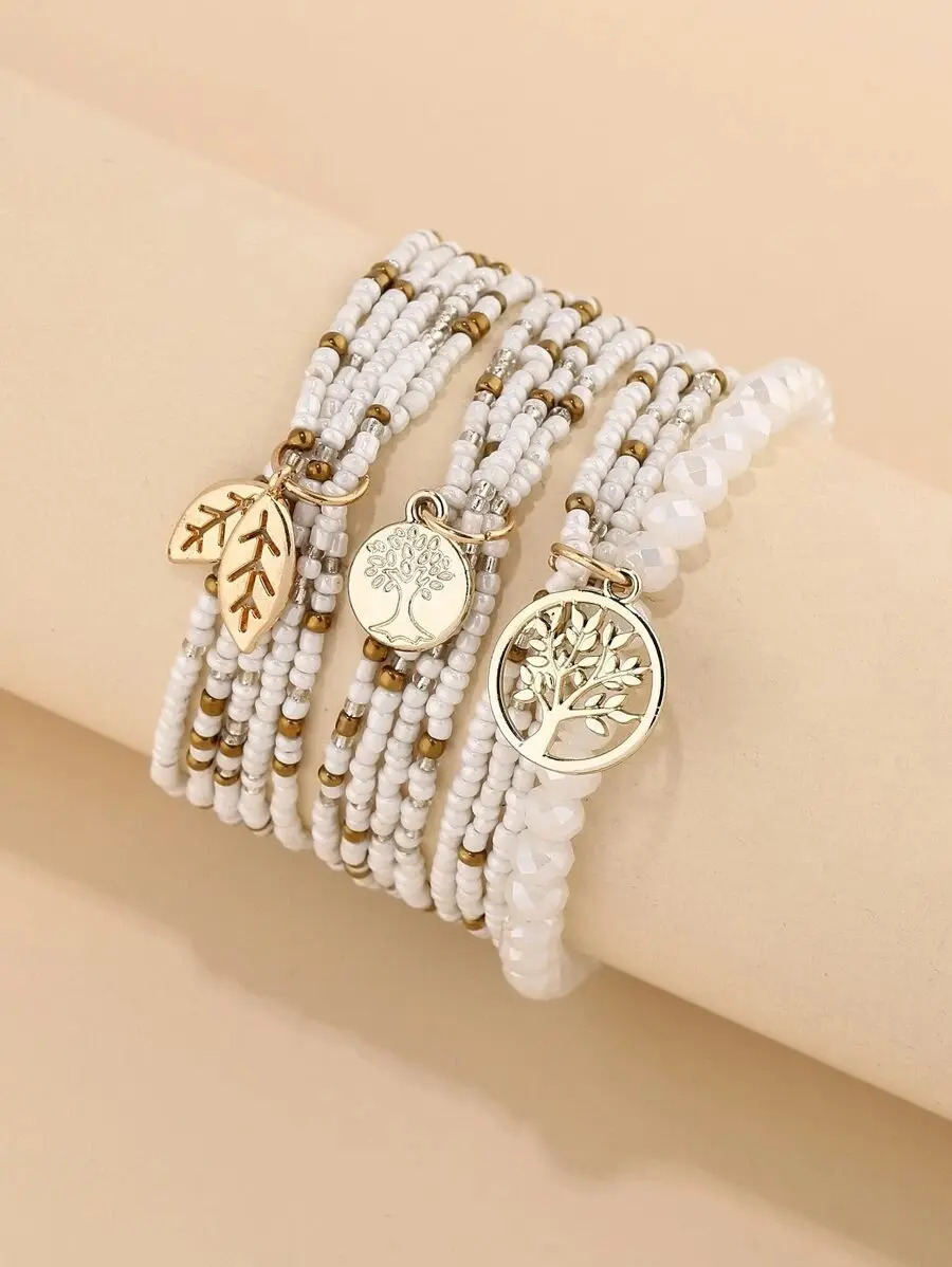 Pulsera Brazalete Casual Detalles Árbol Mostacilla Pnl - Imagen 3