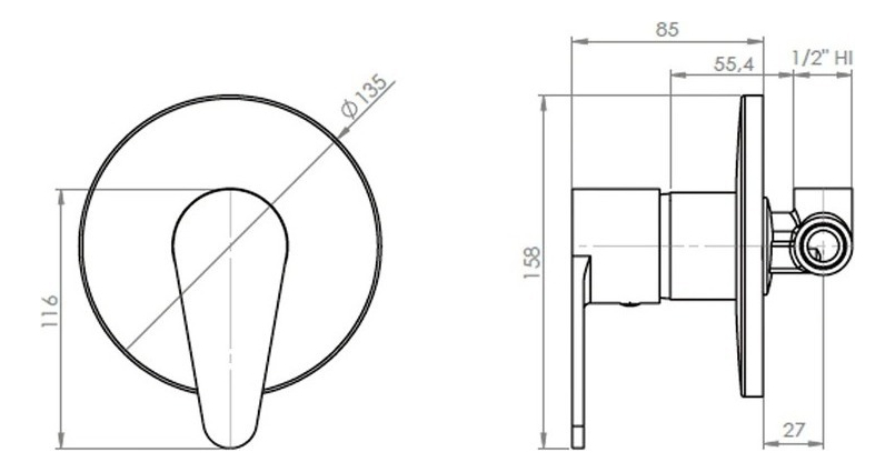 Moderno Monomando Ducha Empotrado Dessin Marca Stretto - Imagen 3